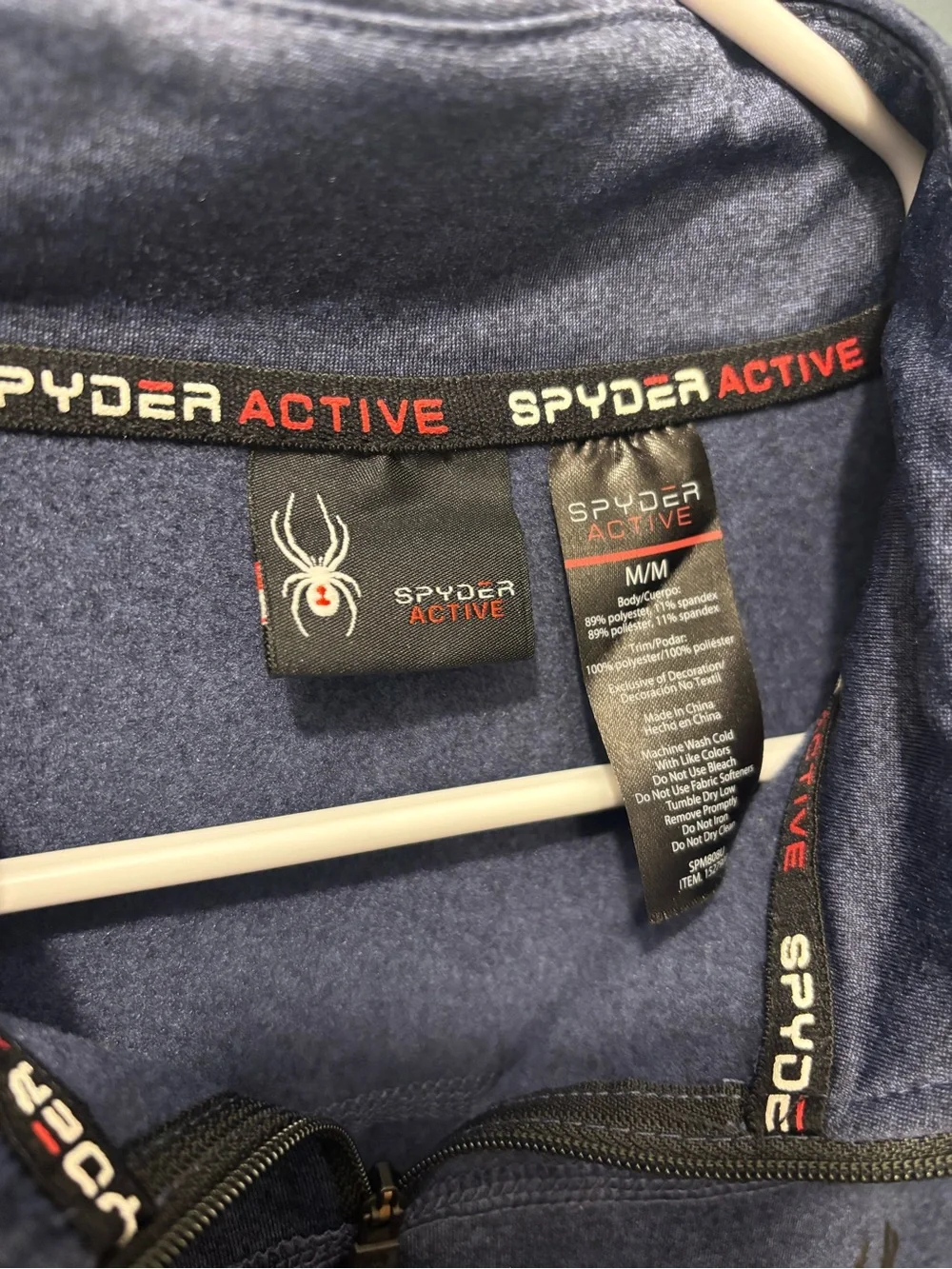 Spyder Active Shirt Mens M Blue Quarter Zip‎ Soft Performance Flex Pro Line